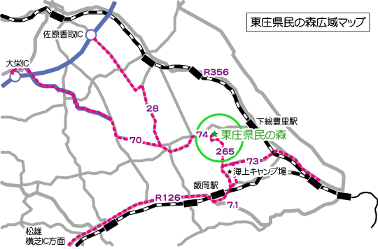 千葉県立東庄県民の森への地図